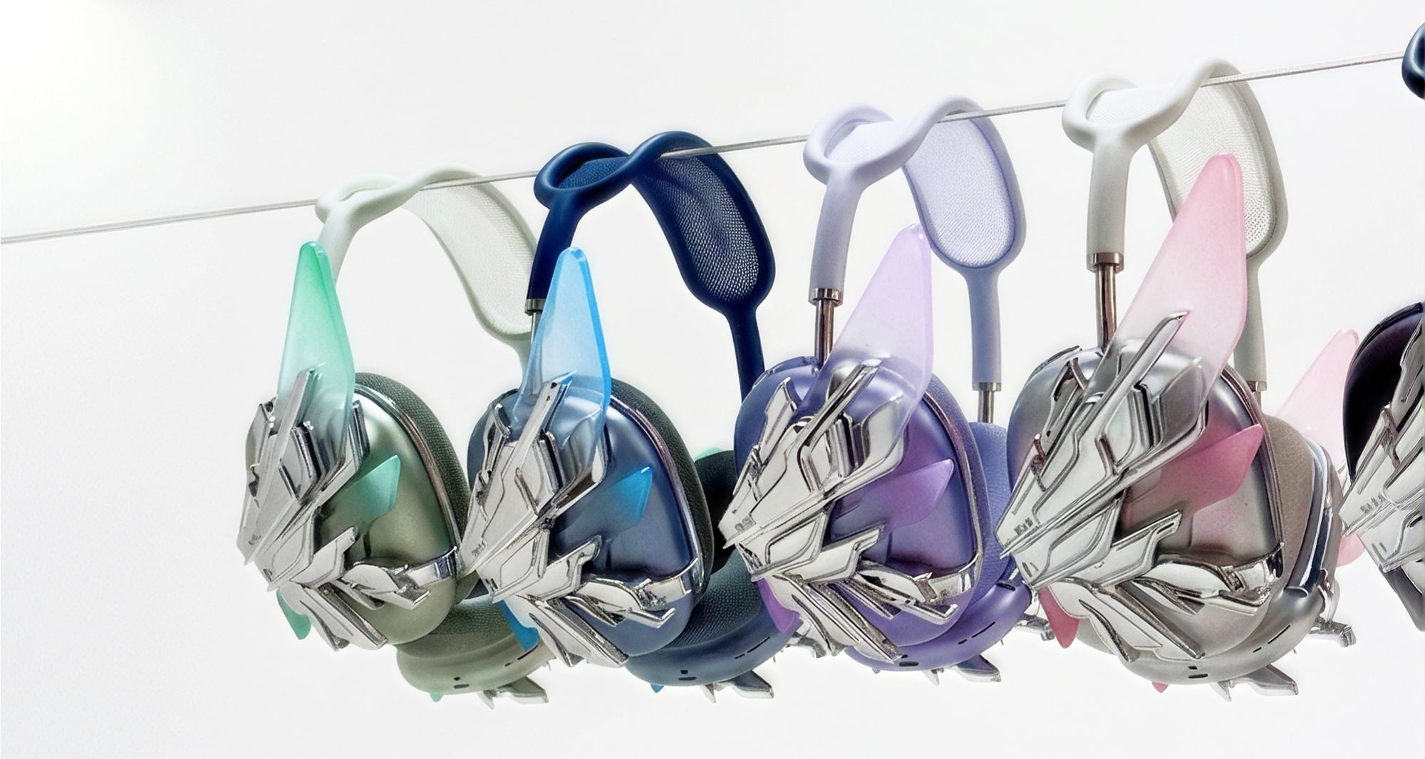 The full Eri Verse colorway lineup hanging in a row