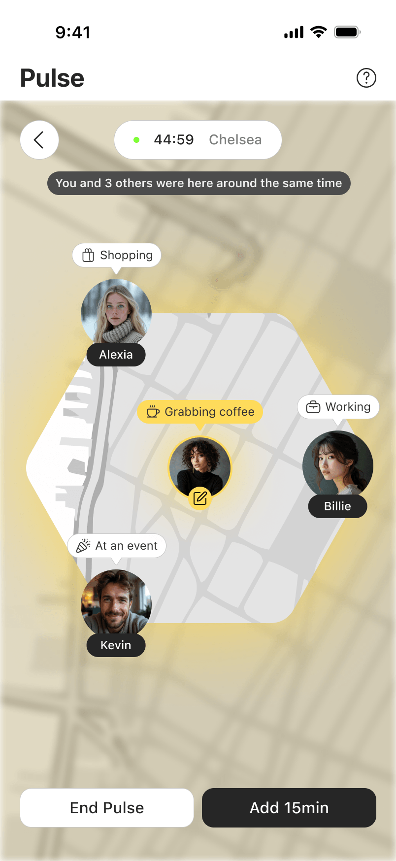 Checked in, live map
