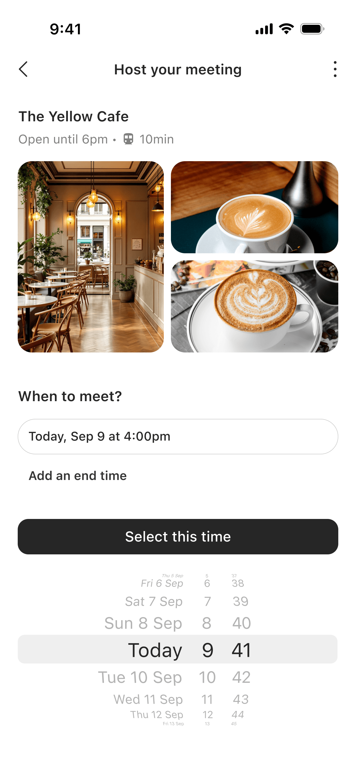 Confirm spot and time