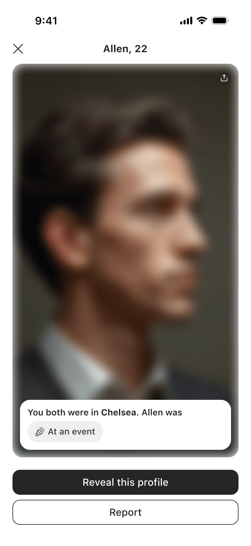Blurred profile before reveal