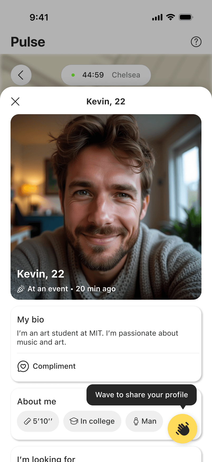 Nearby user profile