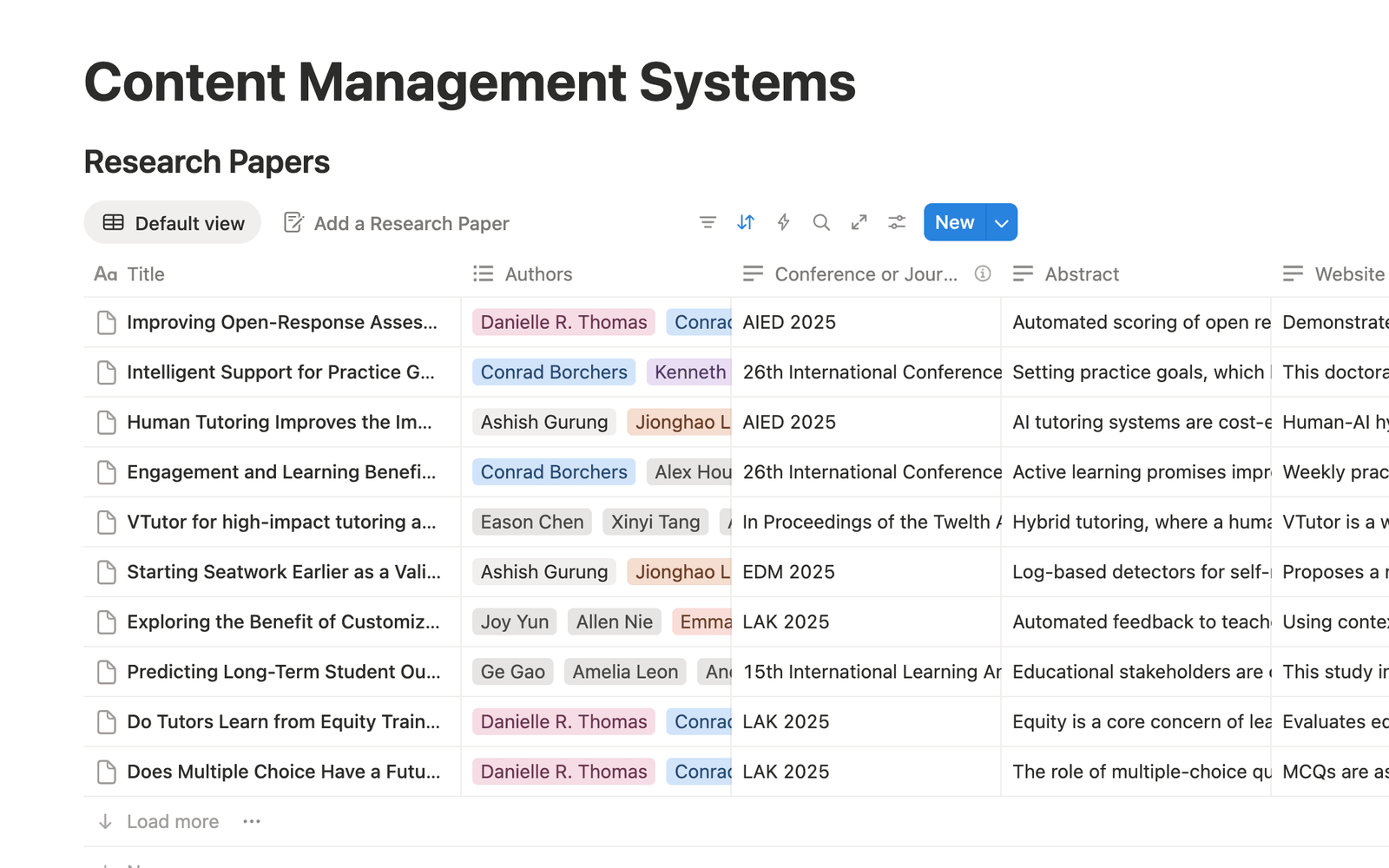 The Notion CMS databases