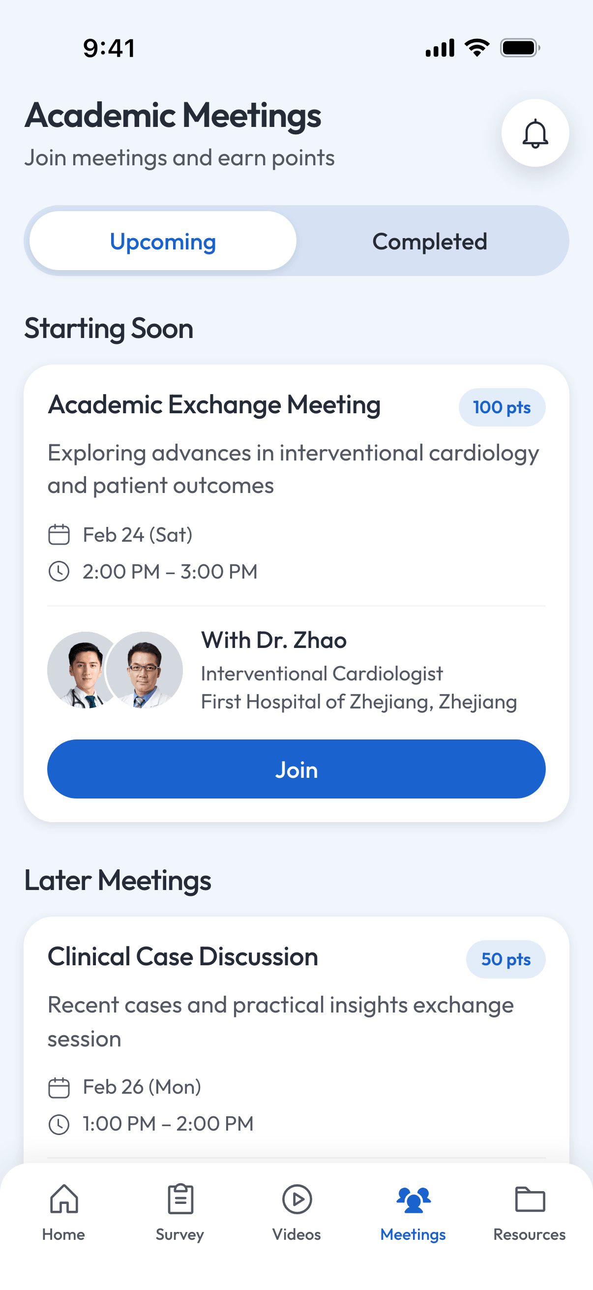 Meetings schedule