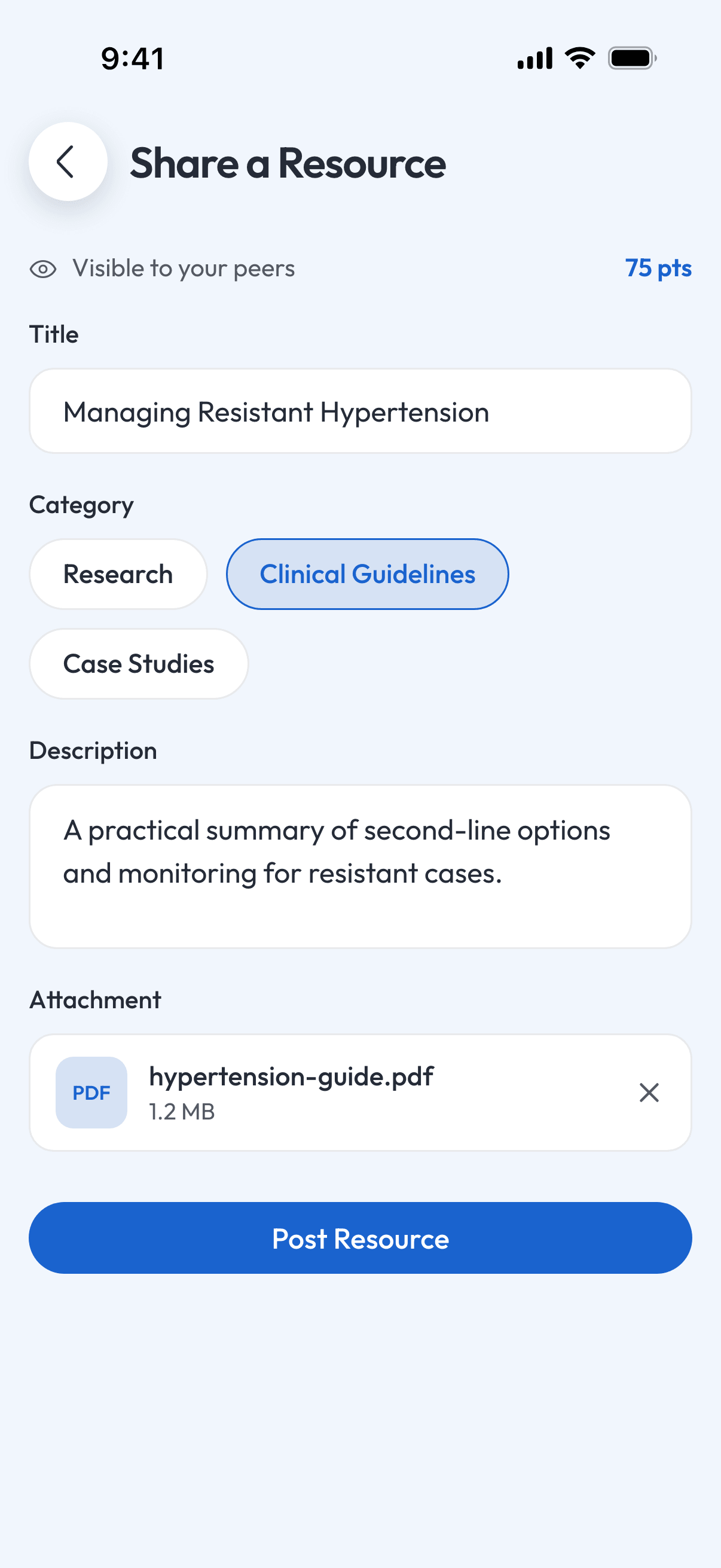 Post a resource form